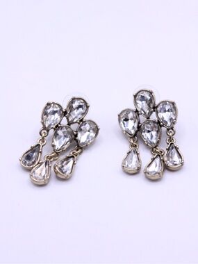Banana Republic Silver-Tone Clear Teardrop Dangle Earrings